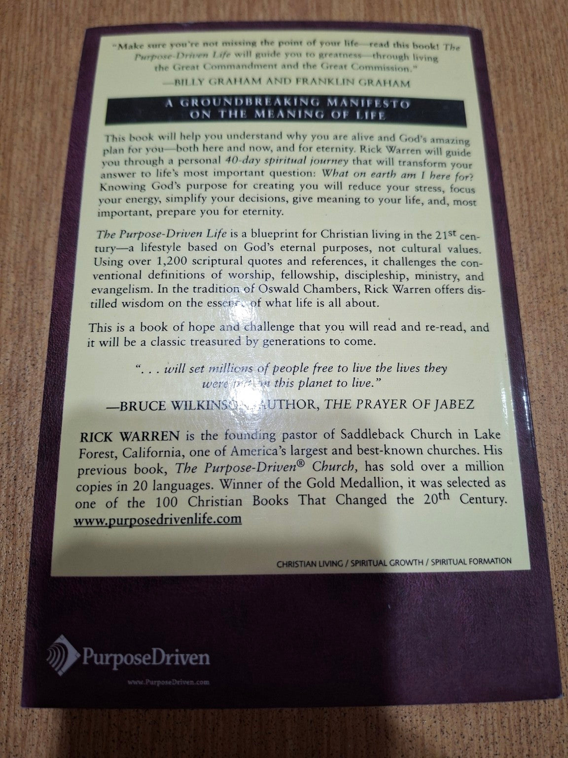 The Purpose Driven Life — Rick Warren (Second Hand)