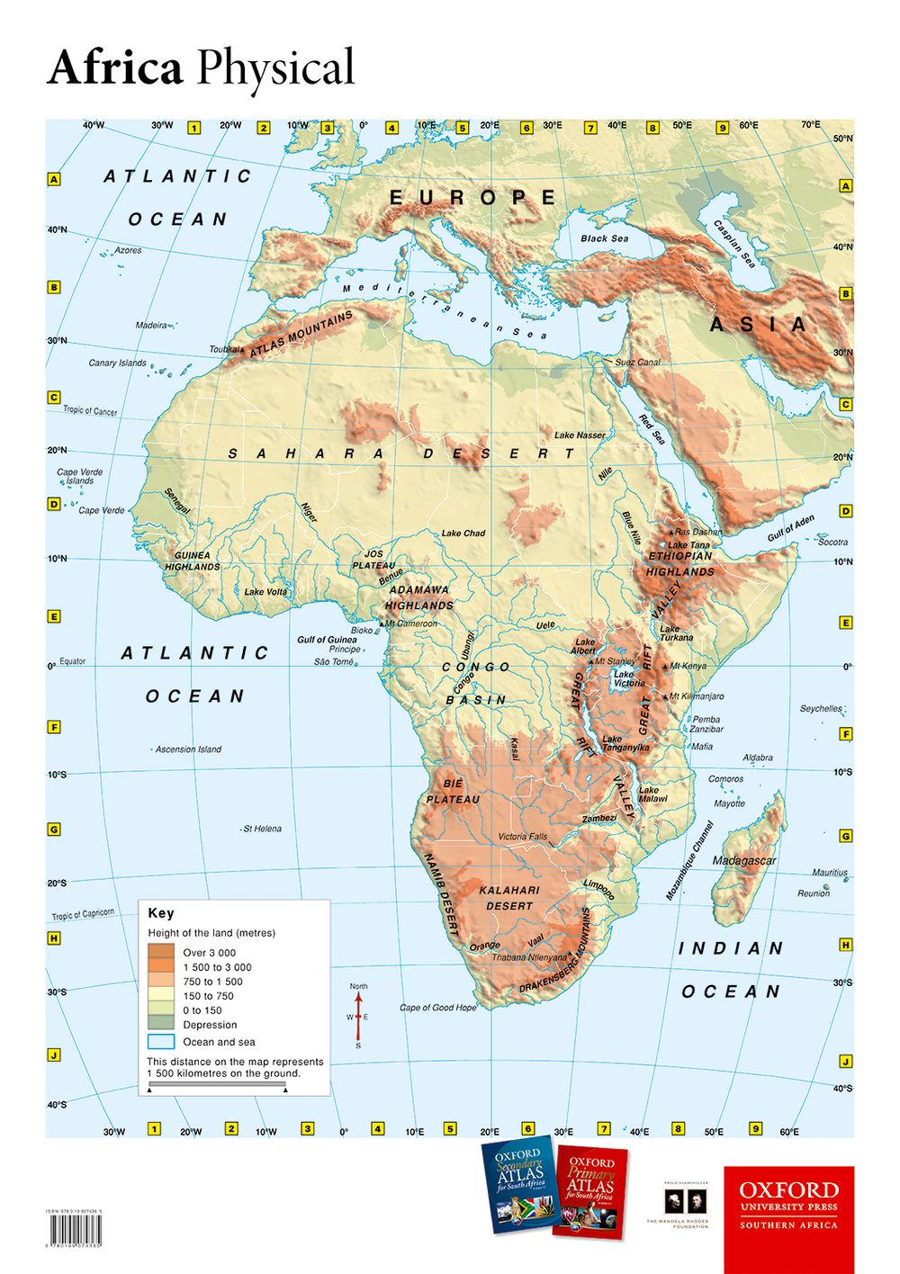 Oxford Wall Map: Africa Physical ISBN/SKU: 9780199074365