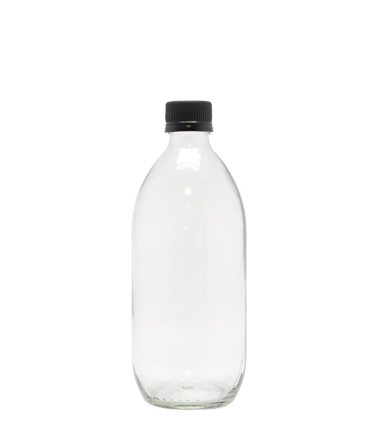 Product image of Clear Glass Generic Bottle With Tamper Proof Cap Black (28mm DIN Neck)