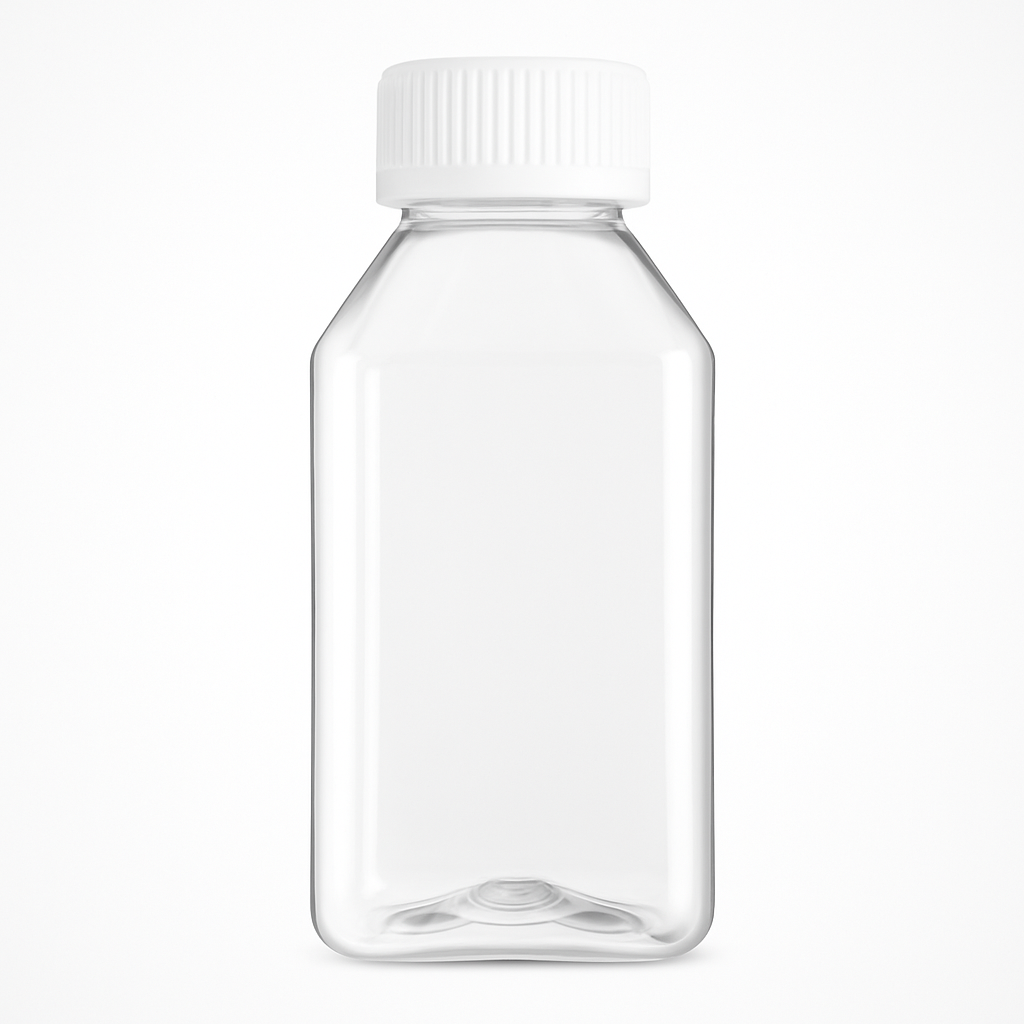100ml Rectangular Clear Plastic Bottle With White Lid