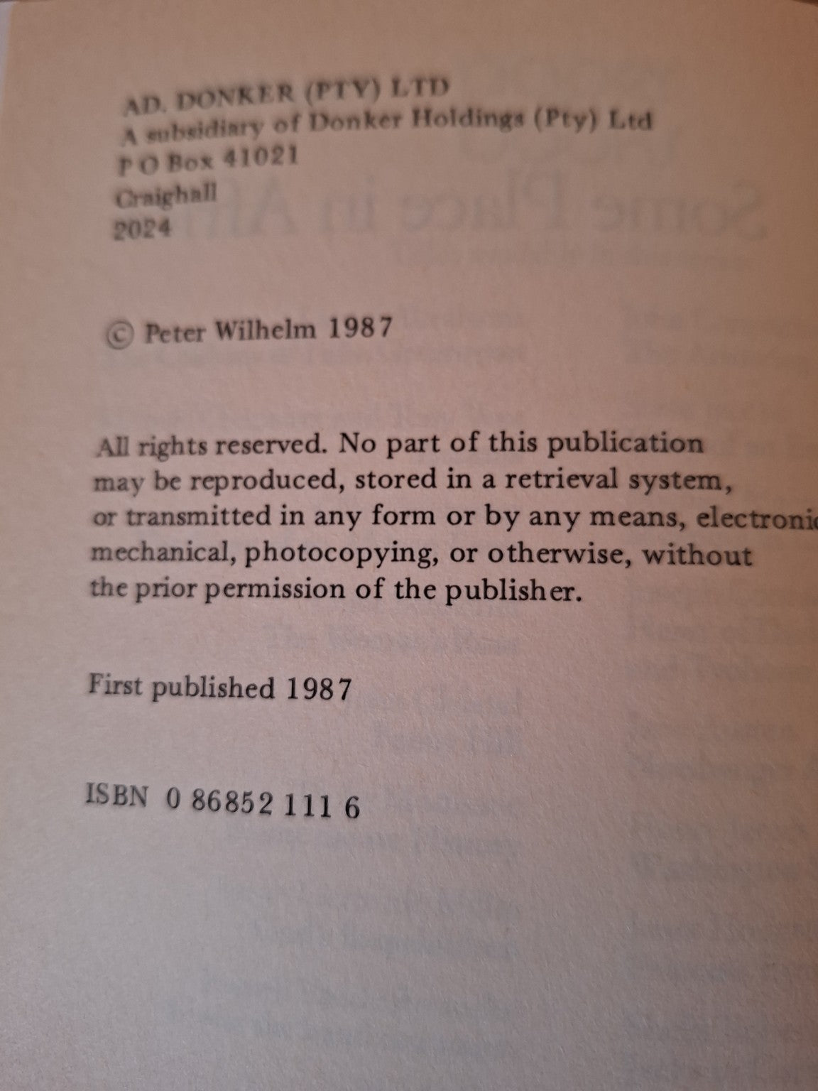 Some Place in Africa – Peter Wilhelm (1987)