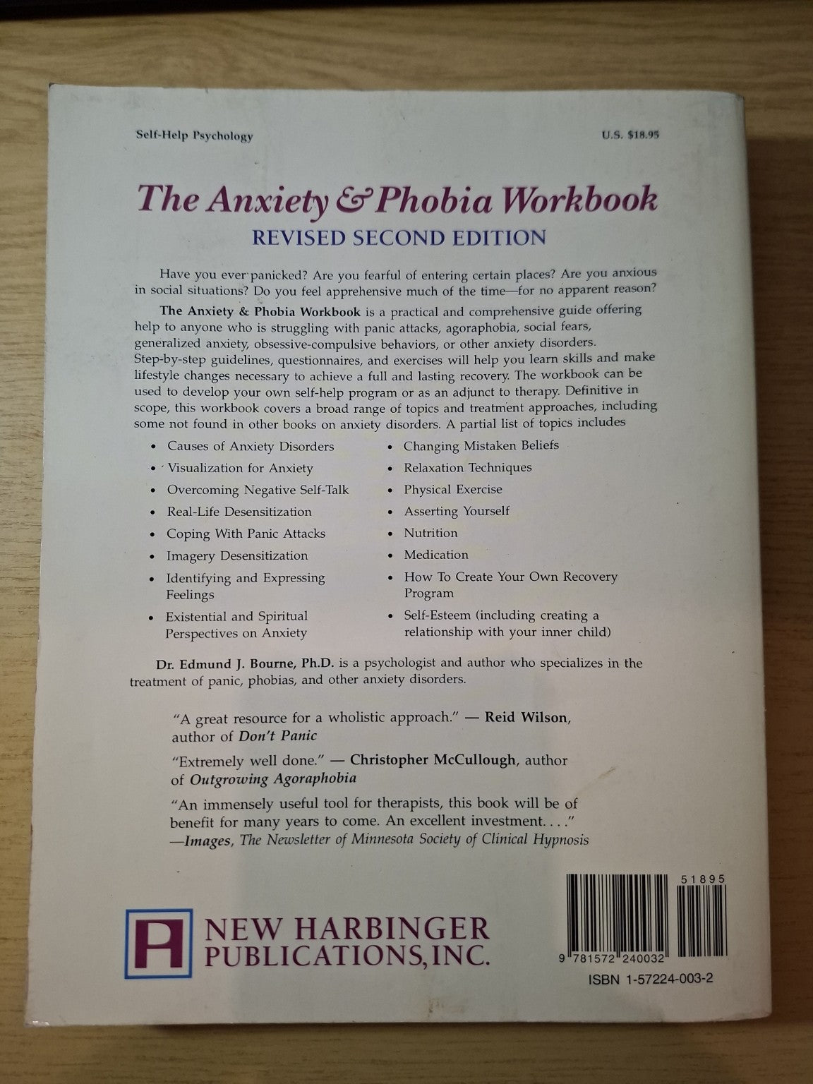 The Anxiety & Phobia Workbook – Edmund J. Bourne – Second Hand