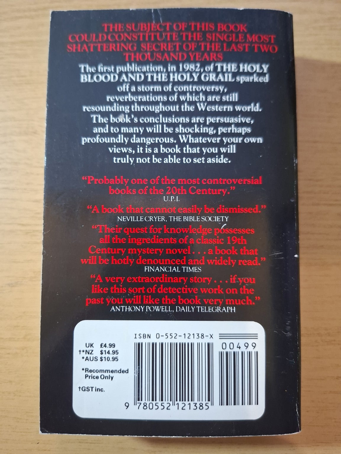 The Holy Blood and the Holy Grail – Michael Baigent, Richard Leigh & Henry Lincoln (Second Hand)