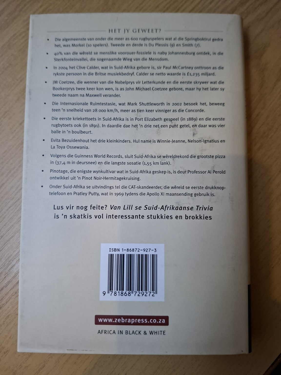 Van Lill se Suid-Afrikaanse Trivia – Dawid van Lill (Second Hand)