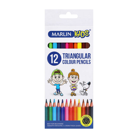 Marlin Kids colour pencils 12's long triangular (008I)