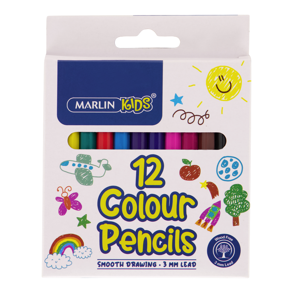 Marlin Kids colour pencils 12's short  (036L)