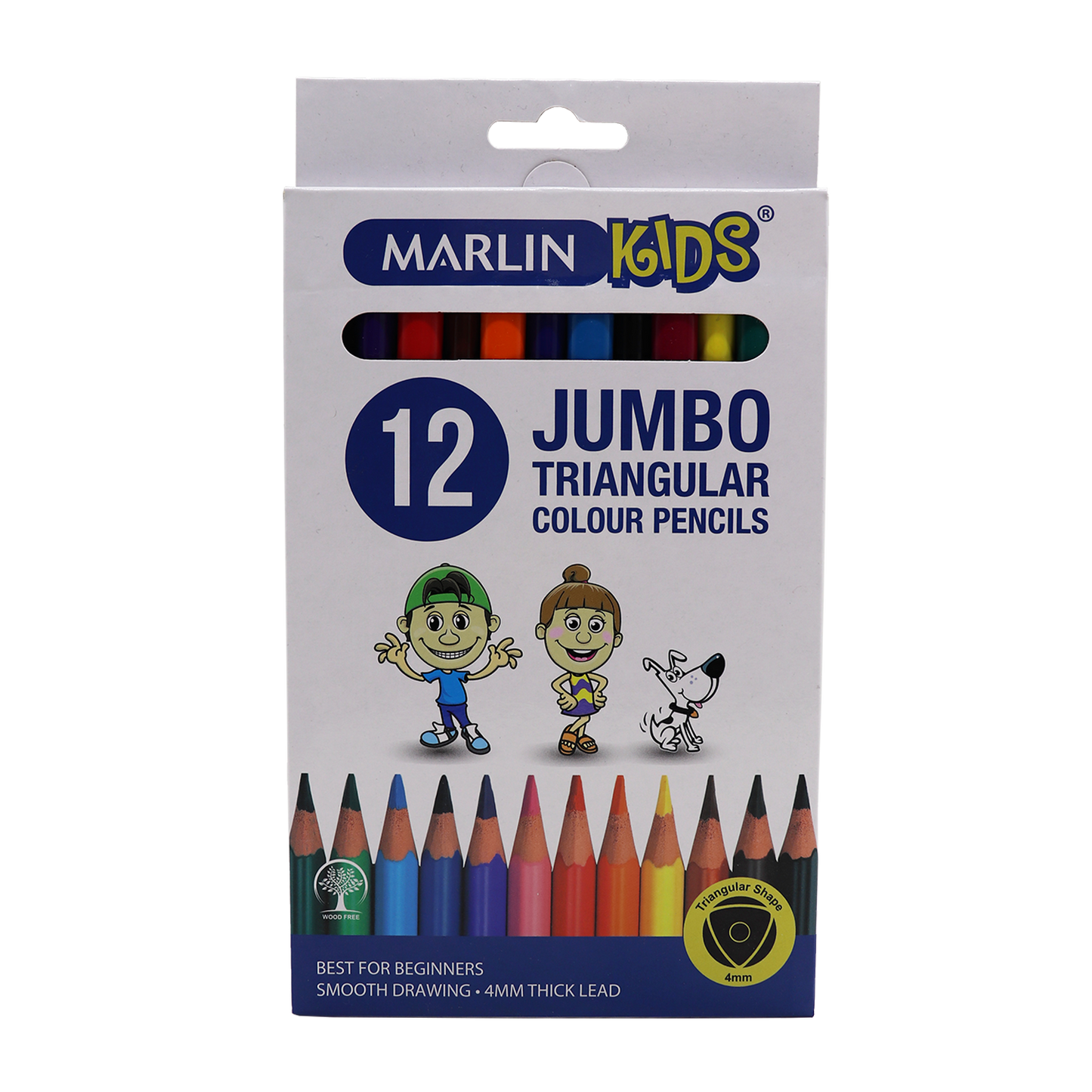 Marlin Kids Tri Jumbo Triangular Colour Pencils 12's  (036R)