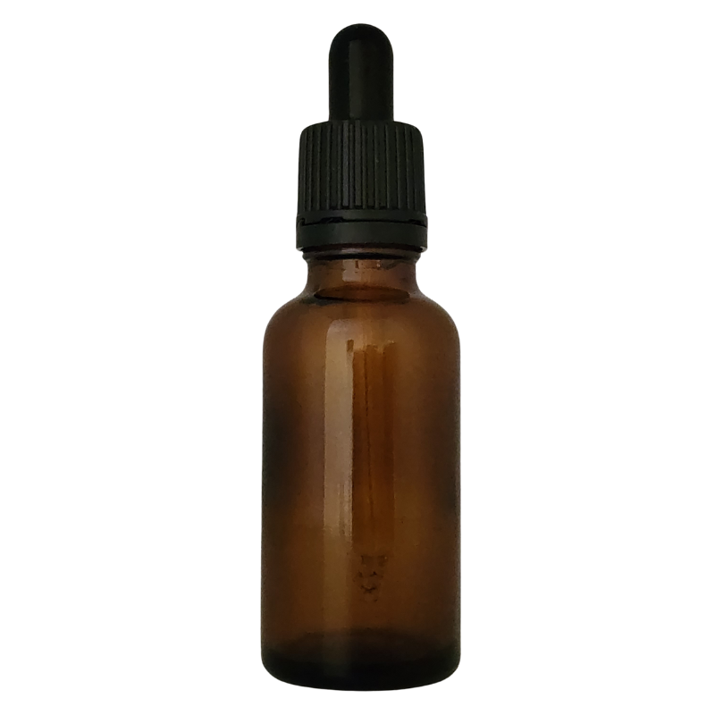 Amber Glass Aromatherapy Bottle 18mm Neck With Pipette Top Black