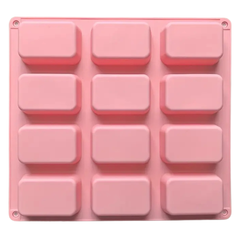 12-Cavity Square Silicone Soap Mold – DIY Handmade Crafting Tool for Soaps (4.8cm x 7.3cm)