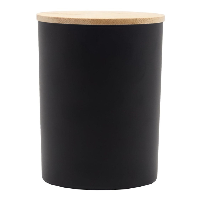 Product image of Mat Black Glass Candle Jar & Bamboo Lid