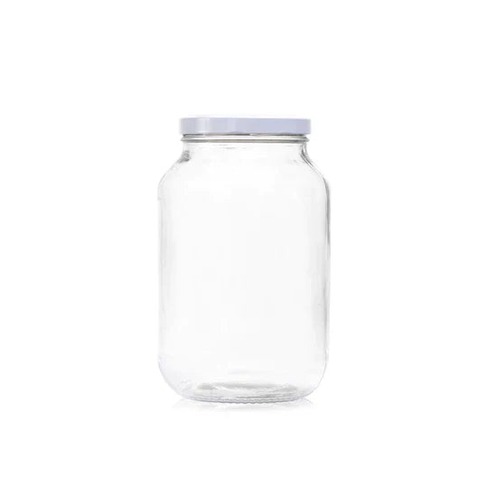 3 Litre Glass Catering Jar With Screw Cap White