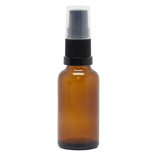 Product image of Amber Glass Aromatherapy Bottle 18mm Neck With Black Serum Pump Cap (18mm Neck)