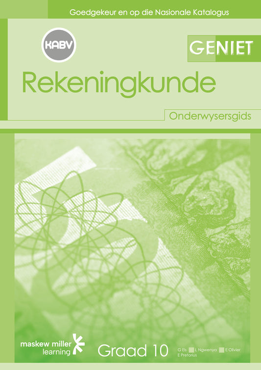 Geniet Rekeningkunde Gr 10 LB en Gratis Werkboek ISBN/SKU: 9780796239419