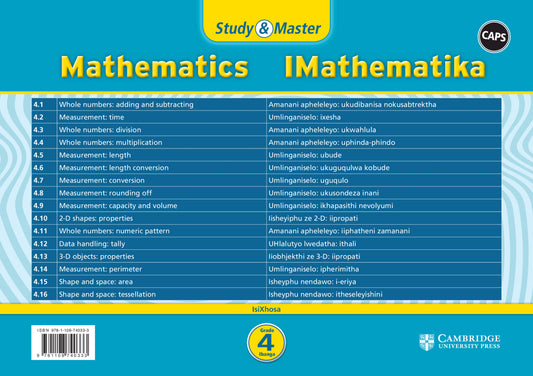 Study & Master IMathematika Ibanga 4 (revision card pack in sleeve) ISBN/SKU:9781108740333