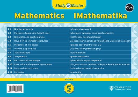 Study & Master IMathematika Ibanga 5 (poster pack - 12 posters in carry case) ISBN/SKU:9781108740340