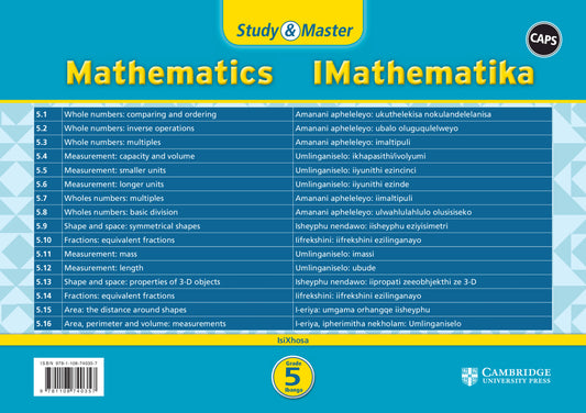 Study & Master IMathematika Ibanga 5 (revision card pack in sleeve) ISBN/SKU:9781108740357