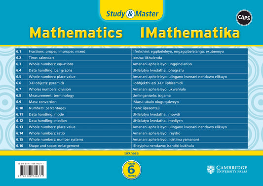Study & Master IMathematika Ibanga 6 (revision card pack in sleeve) ISBN/SKU:9781108740371
