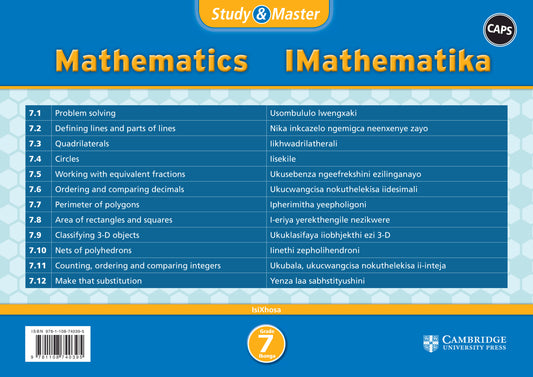 Study & Master IMathematika Ibanga 7 (poster pack - 12 posters in carry case) ISBN/SKU:9781108740395