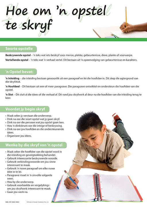 Chart: How To Write An Essay (Afrikaans) A2