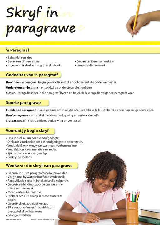 Chart: Writing Paragraphs (Afrikaans) A2