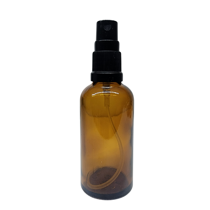 Amber Glass Aromatherapy Bottle 18mm Neck With Black Atomiser/Mist Spray Cap (18mm Neck)