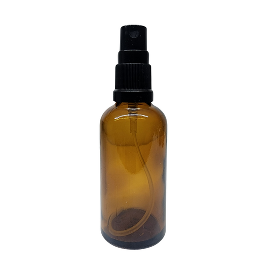 Amber Glass Aromatherapy Bottle 18mm Neck With Black Atomiser/Mist Spray Cap (18mm Neck)