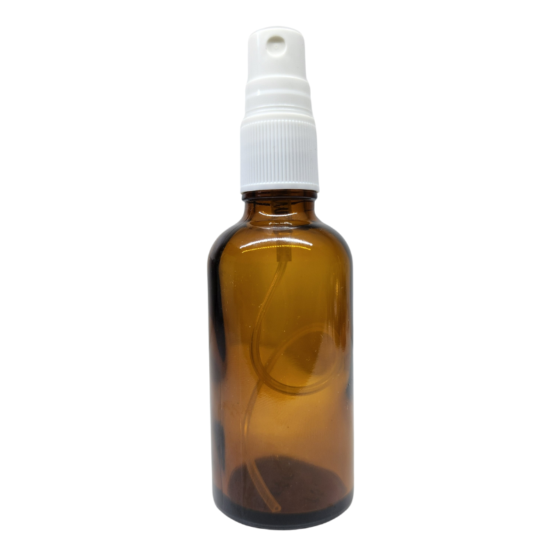 Amber Glass Aromatherapy Bottle 18mm Neck With White Atomiser/Mist Spray Cap (18mm Neck)