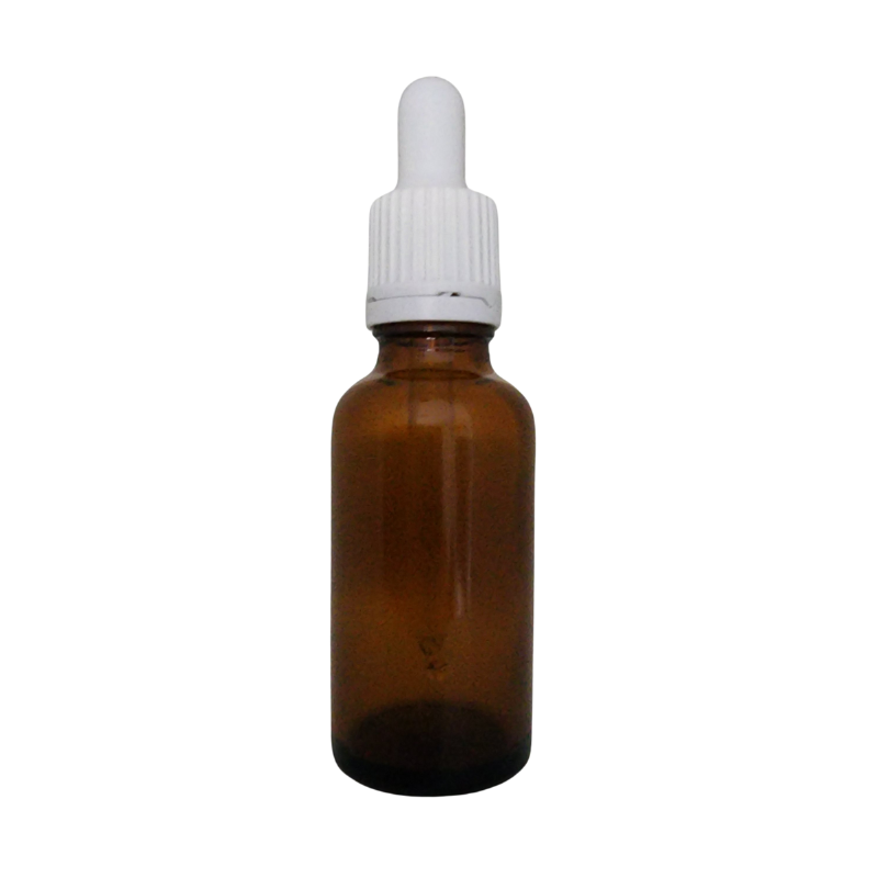 Amber Glass Aromatherapy Bottle 18mm Neck With Pipette Top White