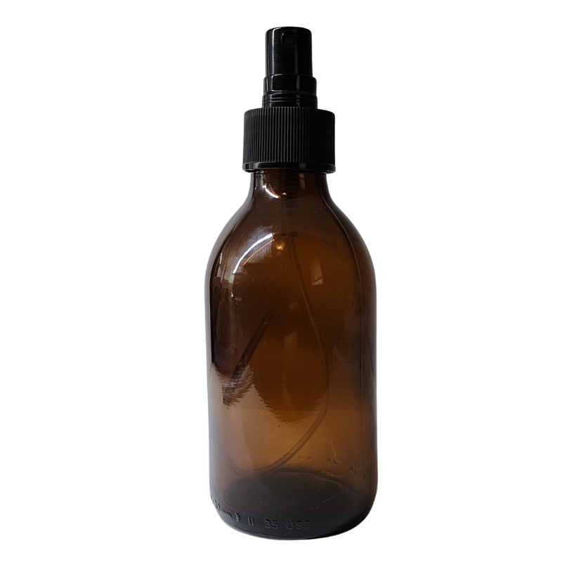 Amber Glass Generic Bottle With Black Atomiser/Mist Spray (28mm Neck)