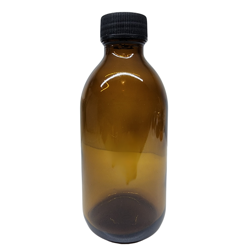 Amber Glass Generic Bottle With Screw Cap Black (28mm Neck)