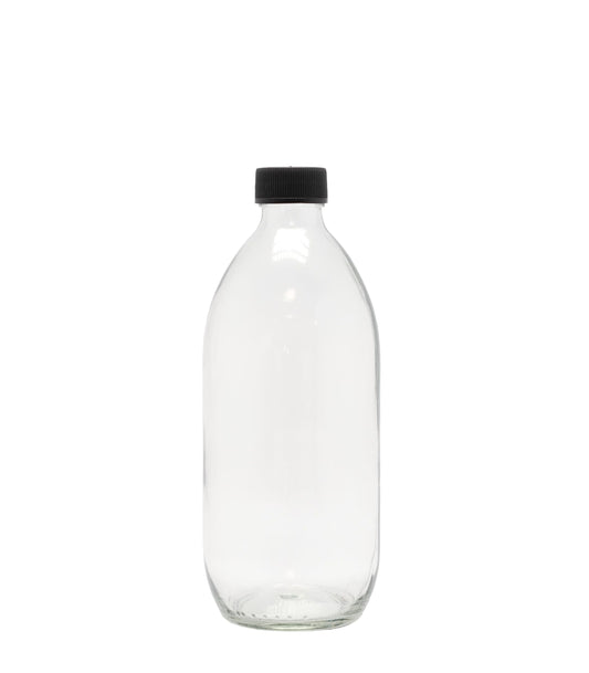 Product image of Clear Glass Generic Bottle With Screw Cap Black (28mm DIN Neck)
