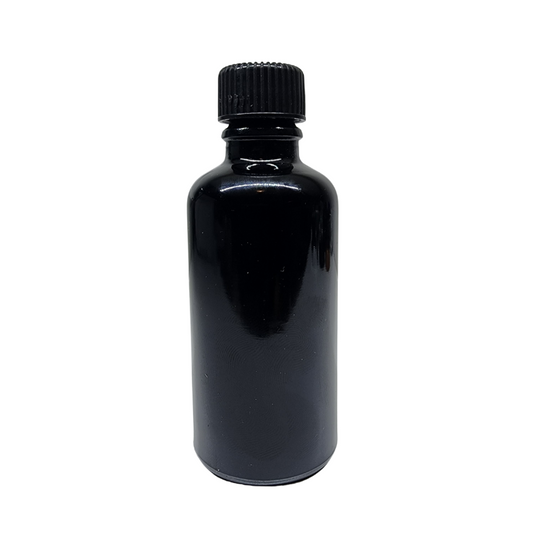 Black Glass Aromatherapy Bottle 18mm Neck With Black Screw Cap