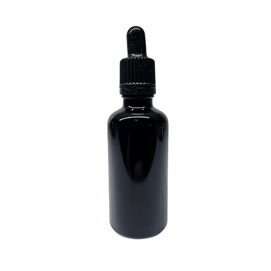 Black Glass Aromatherapy Bottle 18mm Neck With Pipette Top Black