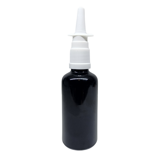 Black Glass Aromatherapy Bottle 18mm Neck With Nasal Sprayer