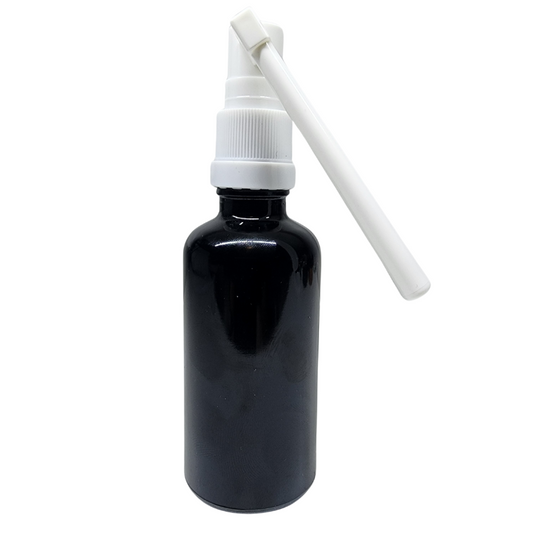 Black Glass Aromatherapy Bottle 18mm Neck With Throat Sprayer