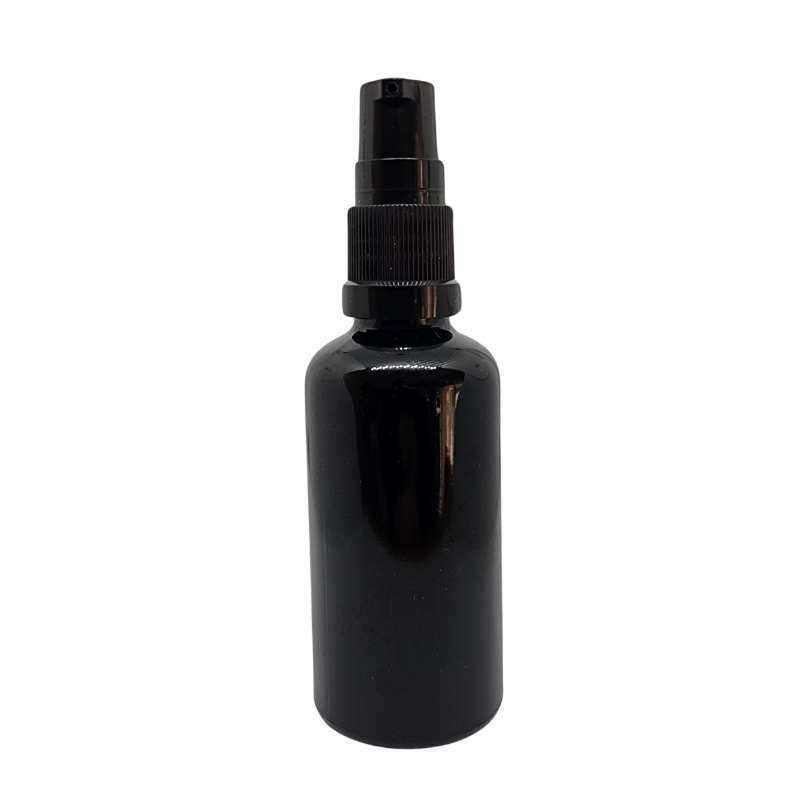 Black Glass Aromatherapy Bottle 18mm Neck With Black Serum Pump Cap (18mm Neck)