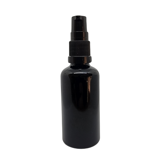 Black Glass Aromatherapy Bottle 18mm Neck With Black Serum Pump Cap (18mm Neck)