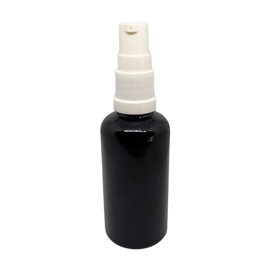 Black Glass Aromatherapy Bottle 18mm Neck With White Serum Pump Cap (18mm Neck)