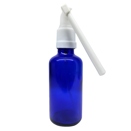 Blue Glass Aromatherapy Bottle 18mm Neck With Throat Sprayer