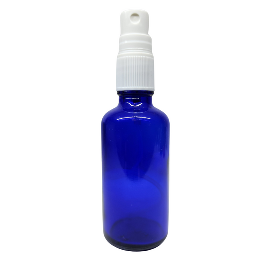 Blue Glass Aromatherapy Bottle 18mm Neck With White Atomiser/Mist Spray Cap (18mm Neck)