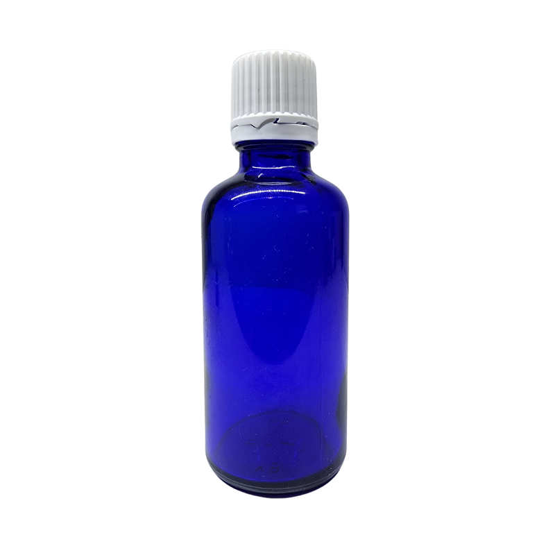 Blue Glass Aromatherapy Bottle 18mm Neck With White Fast Flow Dropper Cap