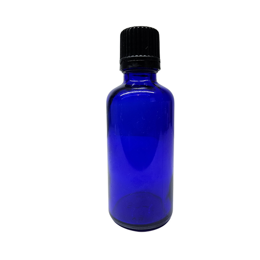 Blue Glass Aromatherapy Bottle 18mm Neck With Black Fast Flow Dropper Cap