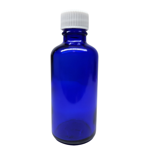 Blue Glass Aromatherapy Bottle 18mm Neck With White Screw Cap