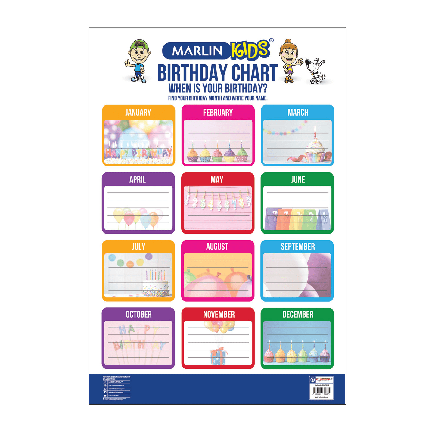 Marlin Kids Chart: Birthday (CHART0019)