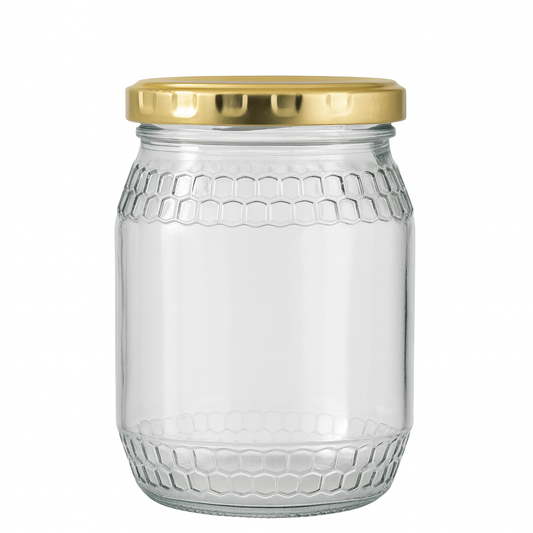 350ml Glass Honey Jar With Gold Twist Cap (63mm)