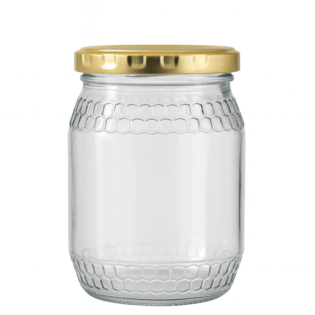 350ml Glass Honey Jar With Gold Twist Cap (63mm)