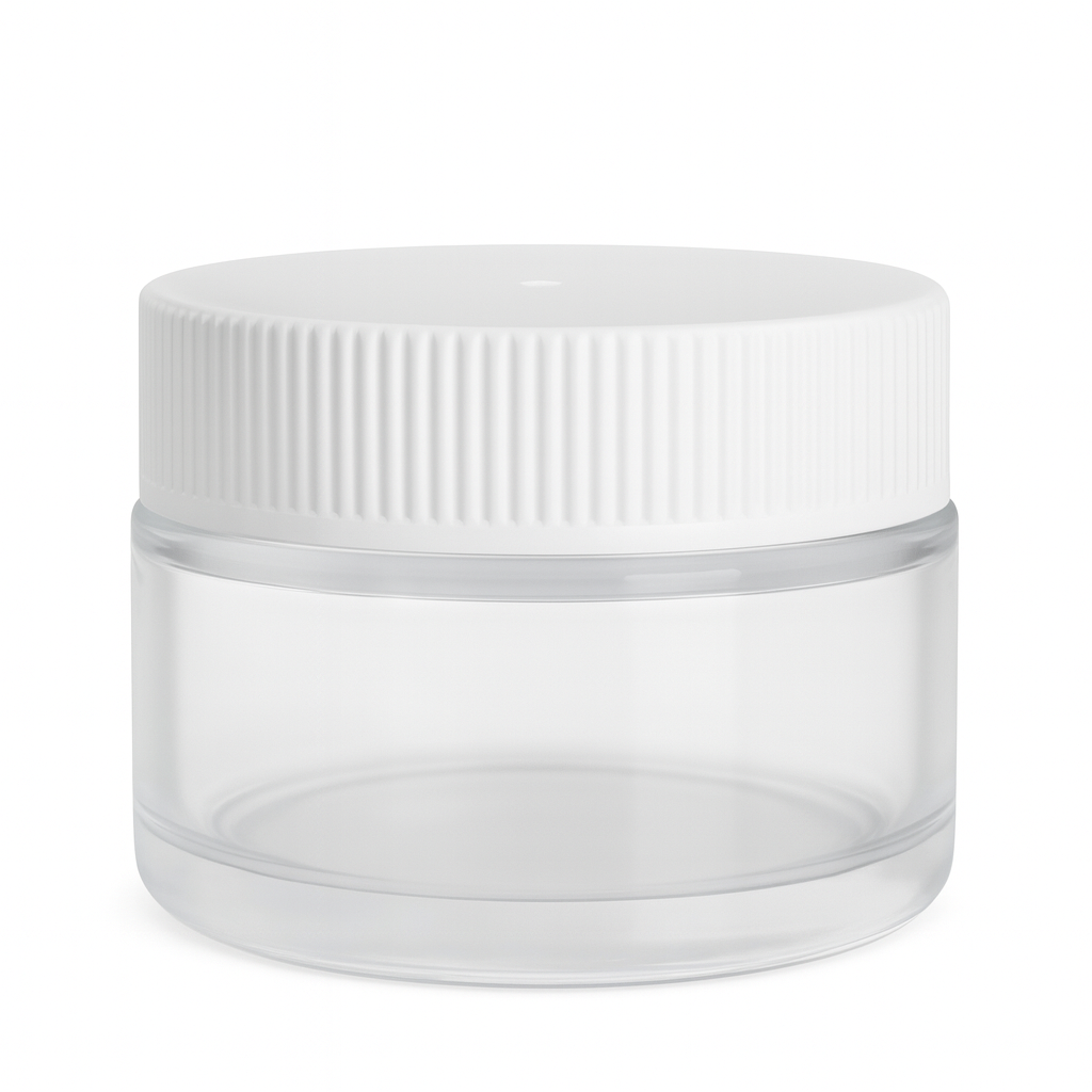 Clear Glass Ointment Jar With White Cap