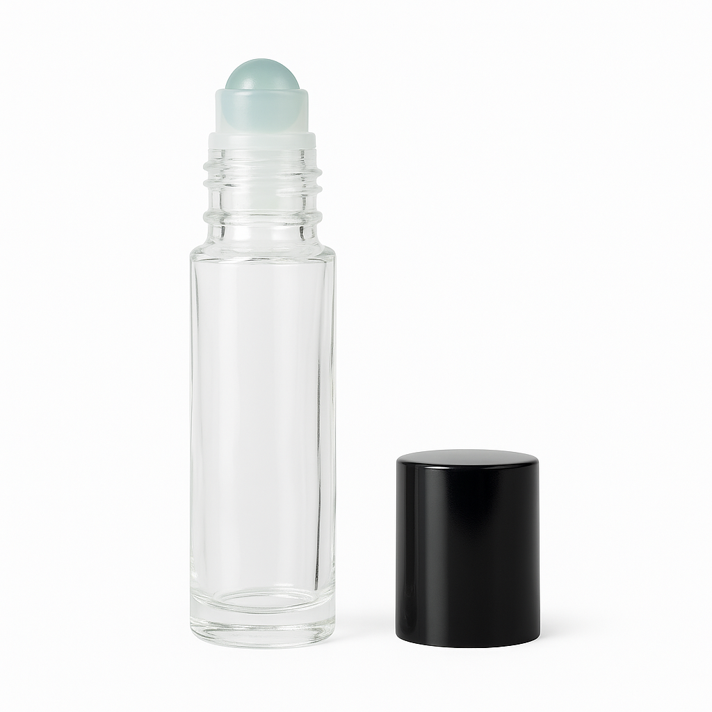 Product image of 10ml Clear Glass Roll On Bottle With Glass Roll On Ball & Cap