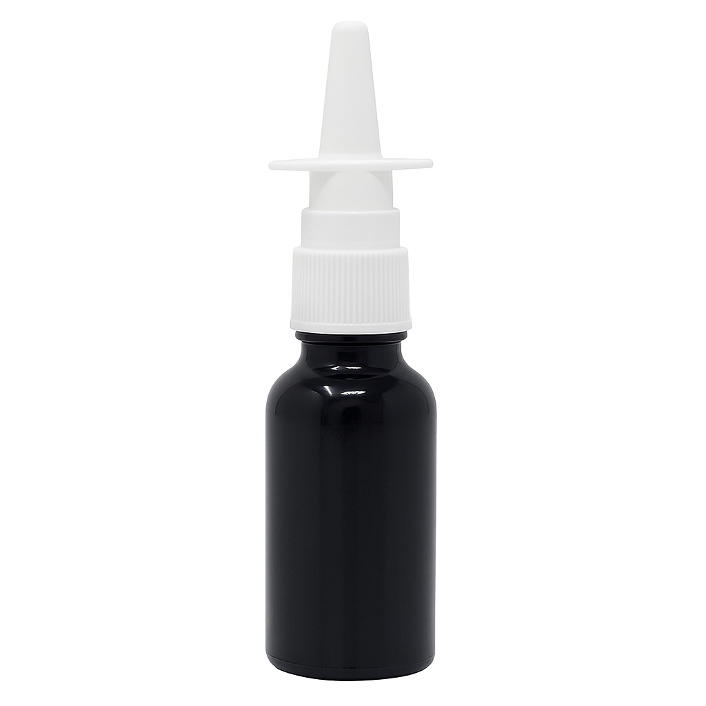 Product image of Black Glass Aromatherapy Bottle 18mm Neck With Nasal Sprayer