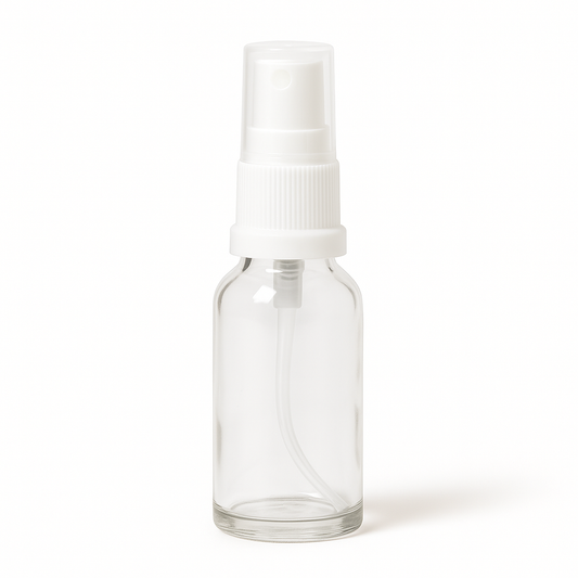 Product image of Clear Glass Aromatherapy Bottle 18mm Neck With White Serum Pump Cap (18mm Neck)
